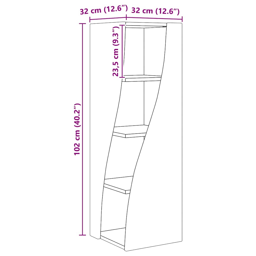 vidaXL Eckschrank Beton Grau 32x32x102cm Holzwerkstoff