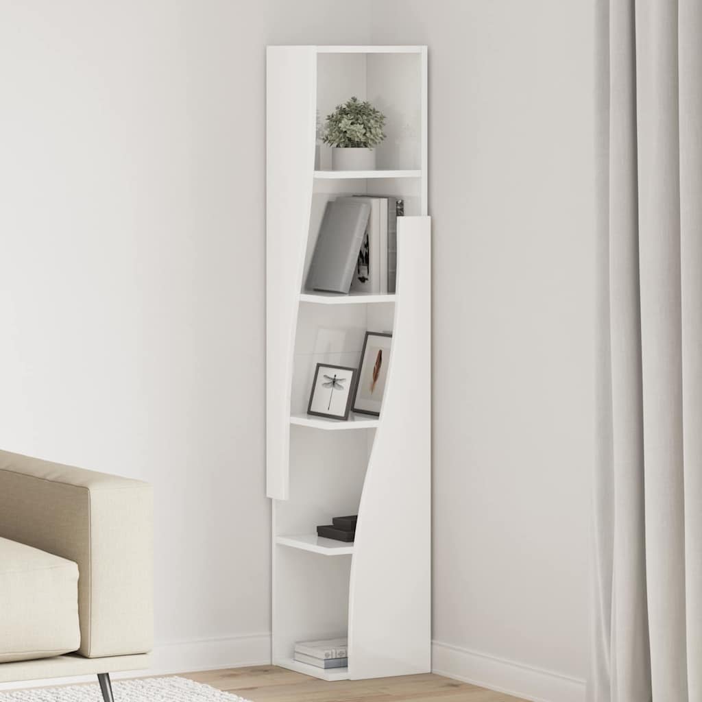 vidaXL Eckschrank Hochglanz Weiß 27,5x27x140cm Holzwerkstoff