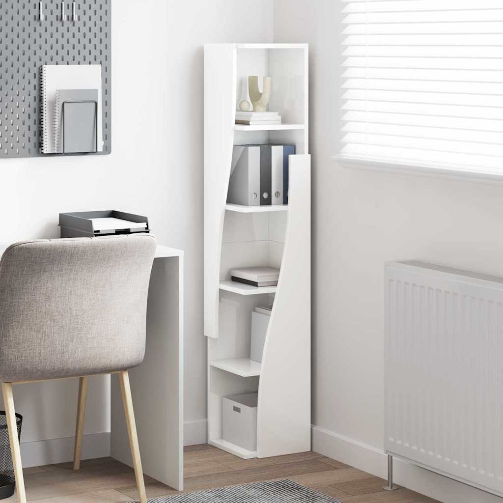 vidaXL Eckschrank Hochglanz Weiß 27,5x27x140cm Holzwerkstoff