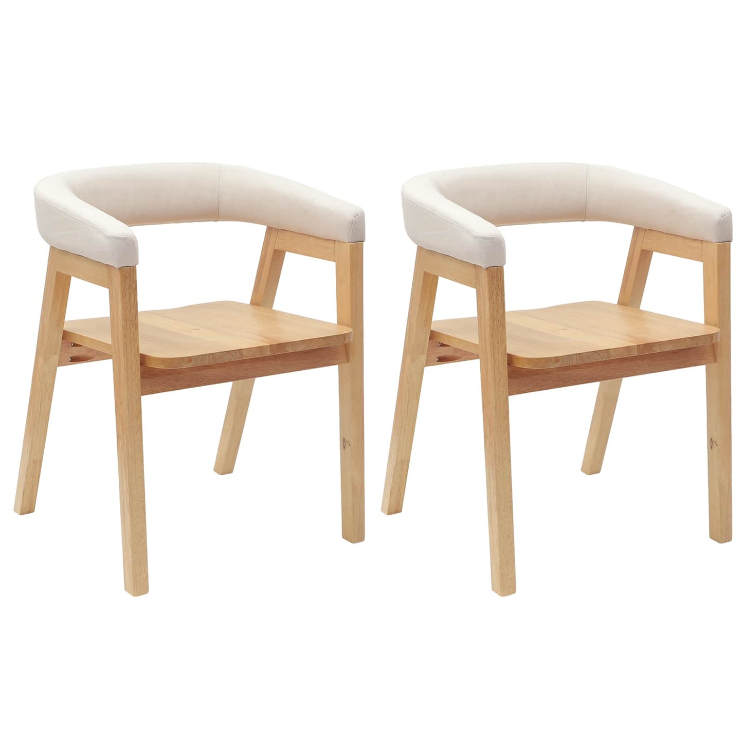 vidaXL Esszimmerstühle 2 pcs Natur 54 x 57 x 73 cm Massives Gummiholz