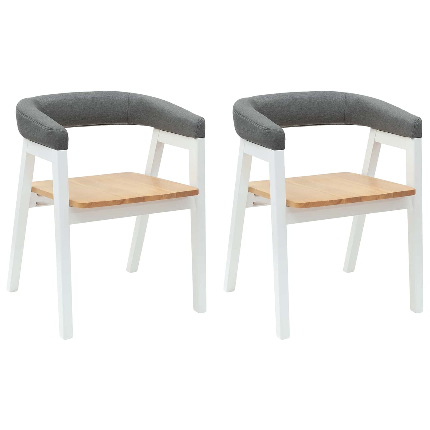 vidaXL Esszimmerstühle 2 pcs Weiß 54 x 57 x 73 cm Massives Gummiholz