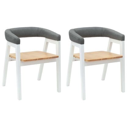 vidaXL Esszimmerstühle 2 pcs Weiß 54 x 57 x 73 cm Massives Gummiholz