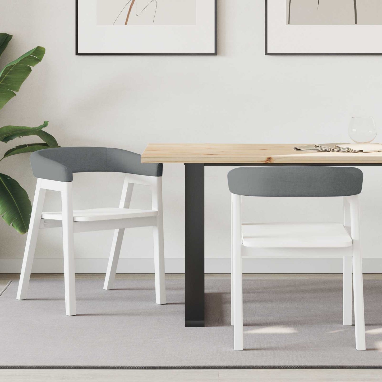 vidaXL Chaises de salle à manger 2 pcs Blanc 54 x 57 x 73 cm Bois d'hévéa massif