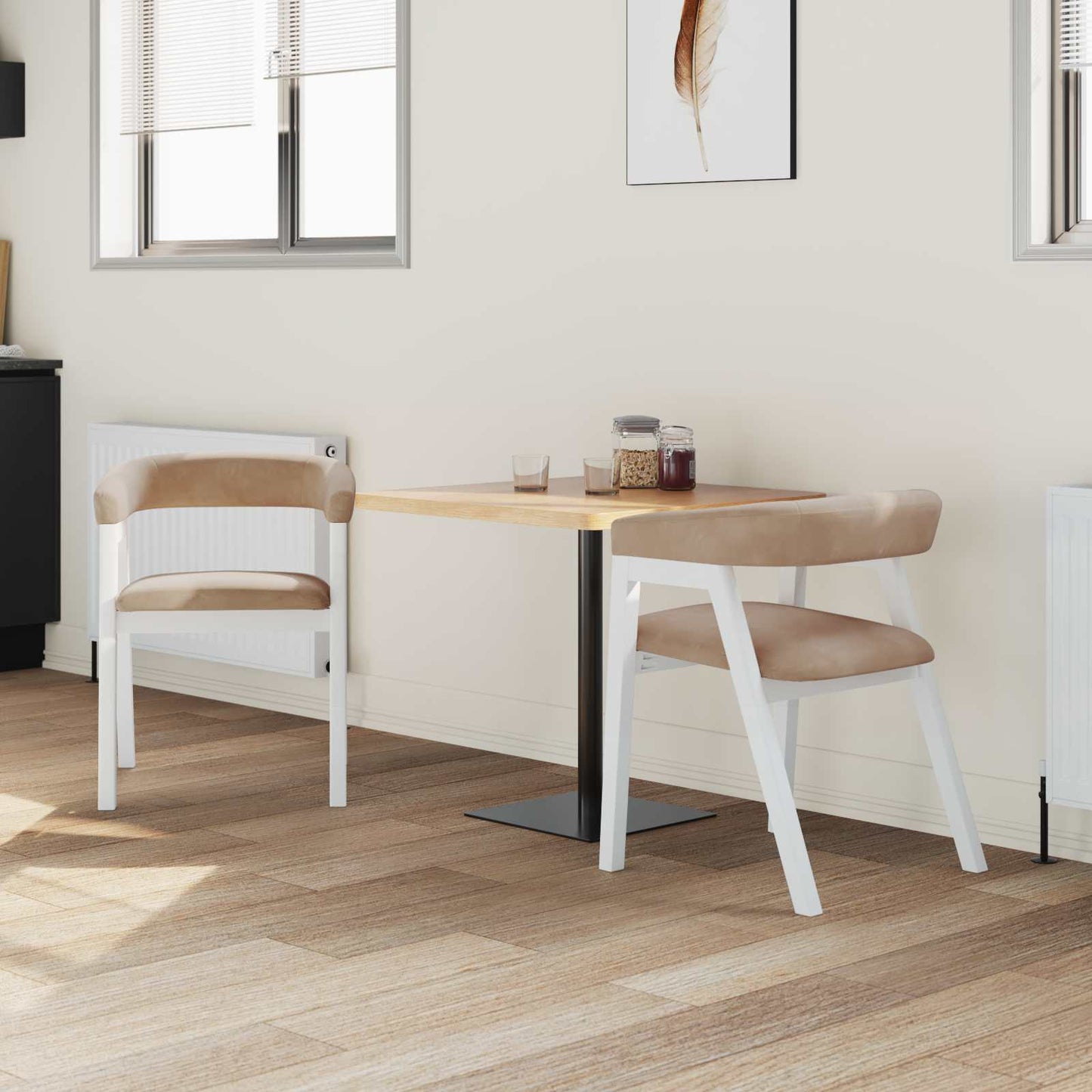 vidaXL Esszimmerstühle 2 pcs Weiß 54 x 57 x 73 cm Massives Gummiholz