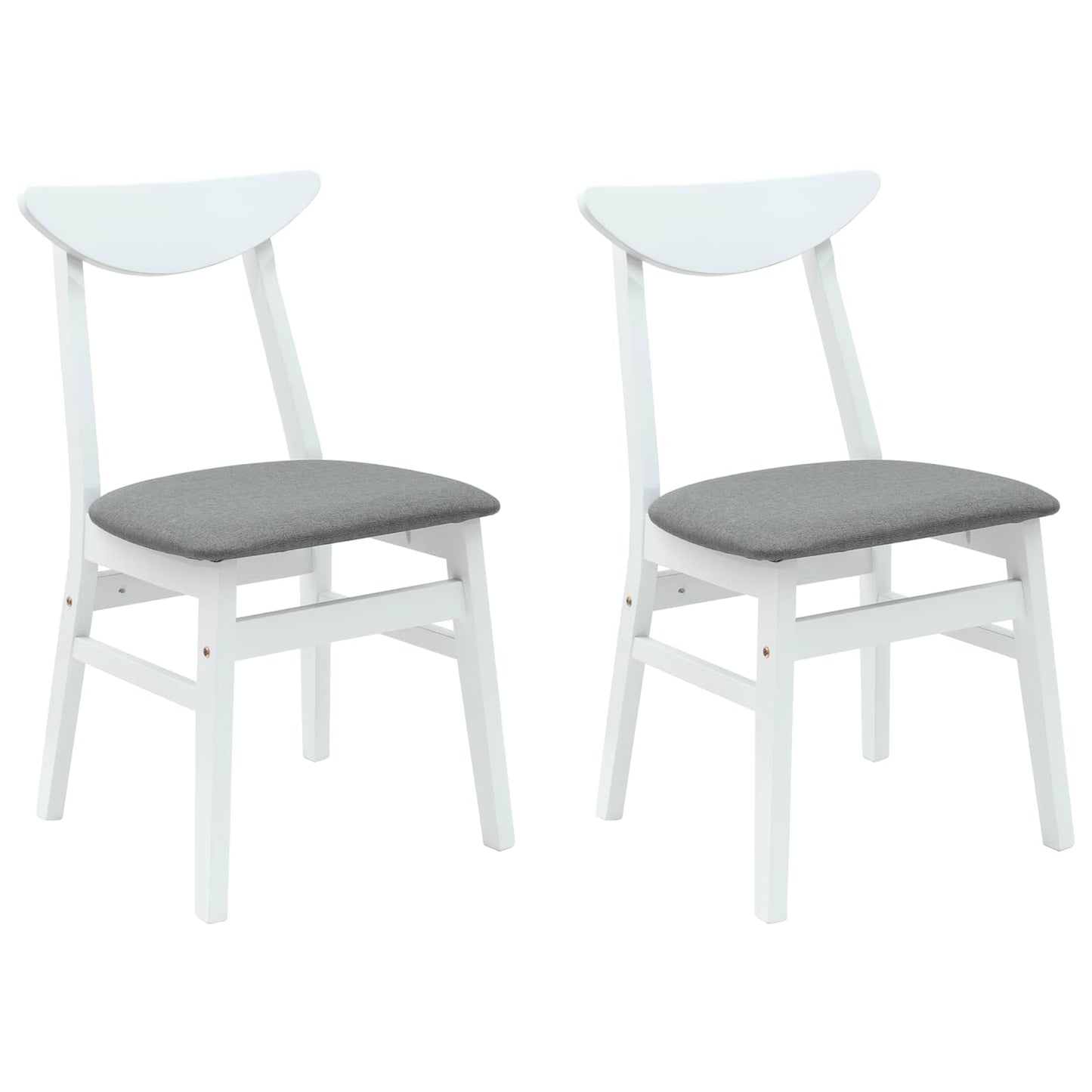 vidaXL Esszimmerstühle 2 pcs Weiß 42 x 47.5 x 81 cm Massives Gummiholz