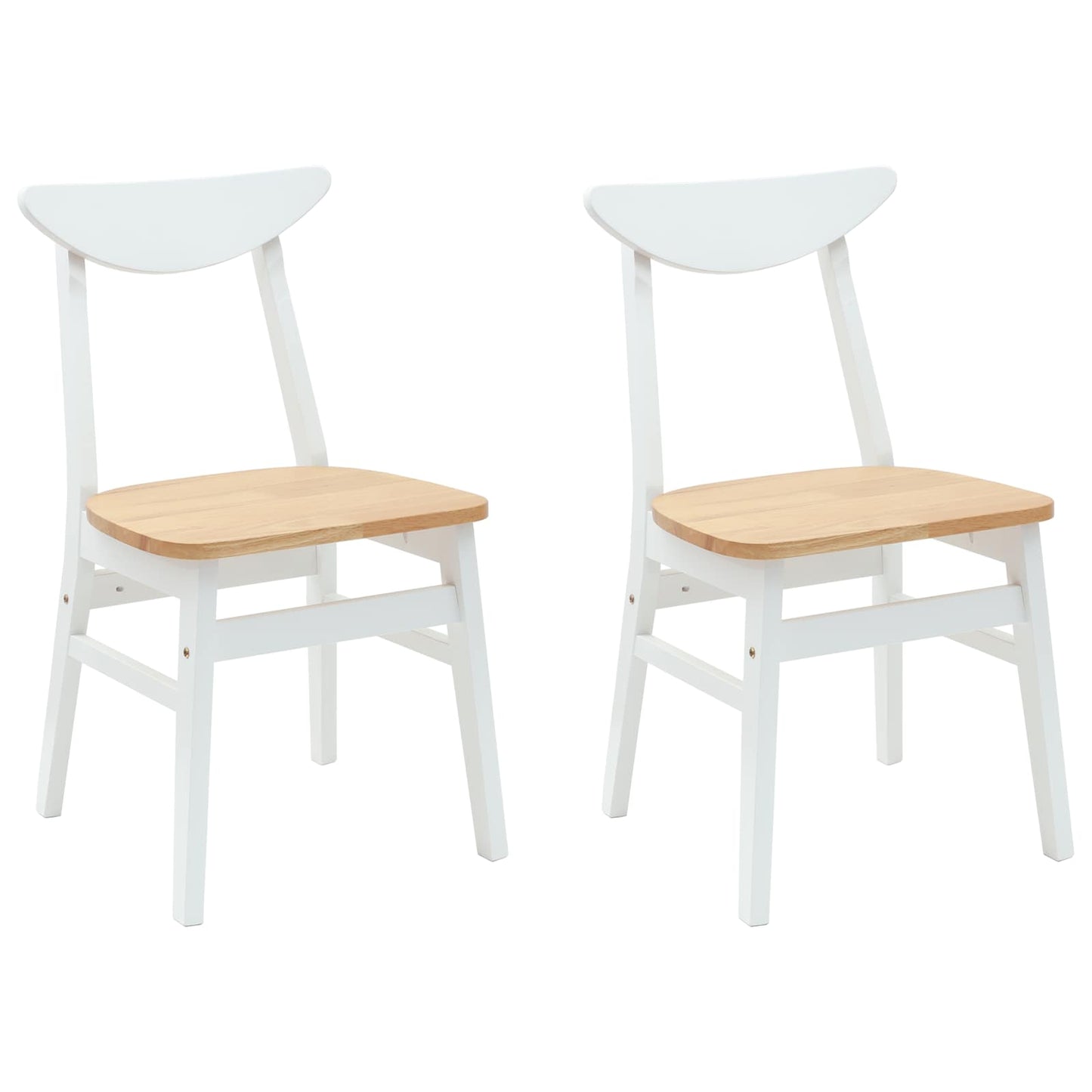 vidaXL Esszimmerstühle 2 pcs Weiß 42 x 47.5 x 81 cm Massives Gummiholz