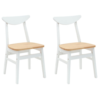 vidaXL Esszimmerstühle 2 pcs Weiß 42 x 47.5 x 81 cm Massives Gummiholz