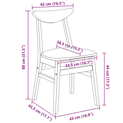 vidaXL Esszimmerstühle 2 pcs Weiß 42 x 47.5 x 81 cm Massives Gummiholz