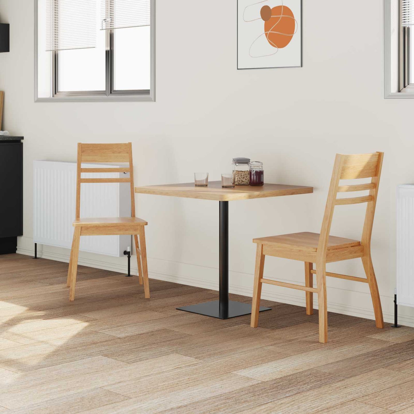 vidaXL Esszimmerstühle 2 pcs Natur 43 x 54 x 89 cm Massives Gummiholz