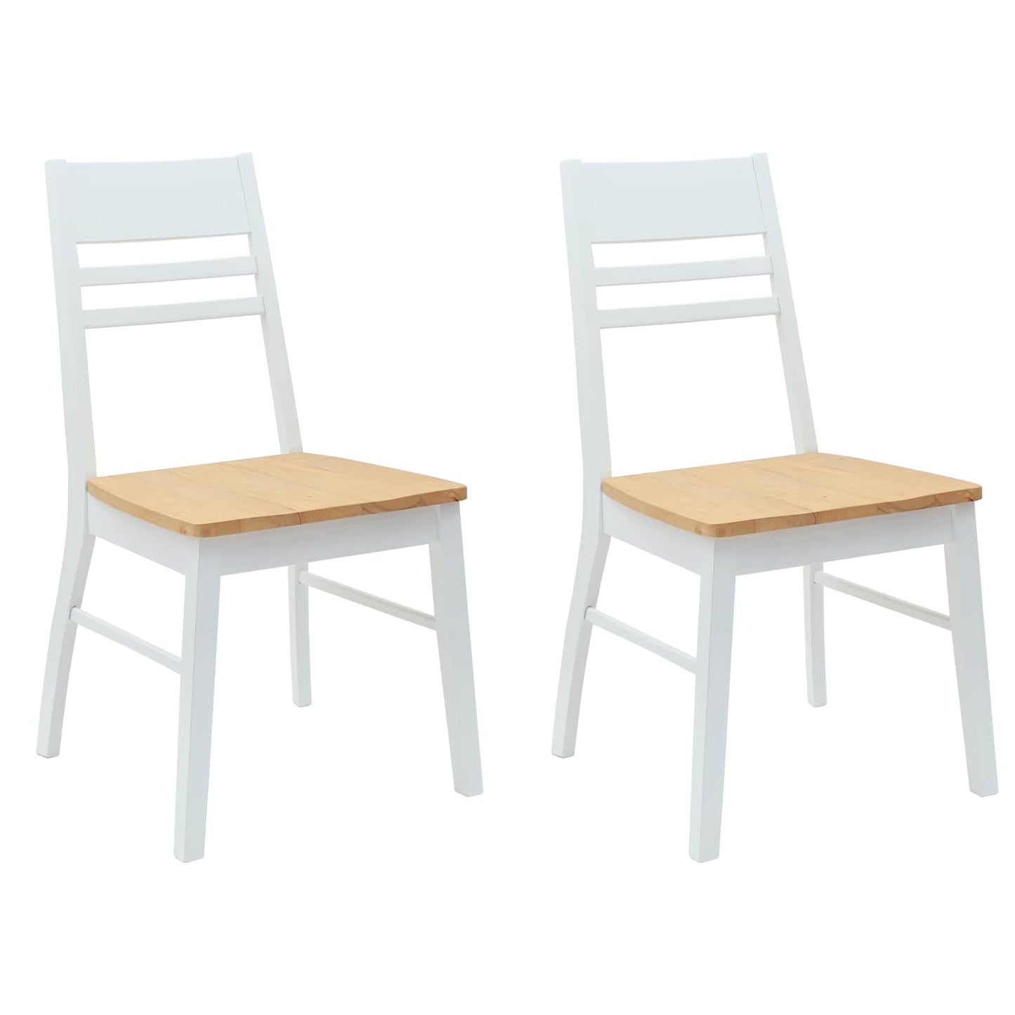 vidaXL Esszimmerstühle 2 pcs Weiß 43 x 54 x 89 cm Massives Gummiholz
