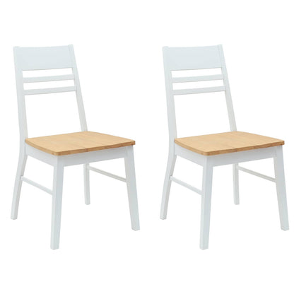 vidaXL Esszimmerstühle 2 pcs Weiß 43 x 54 x 89 cm Massives Gummiholz