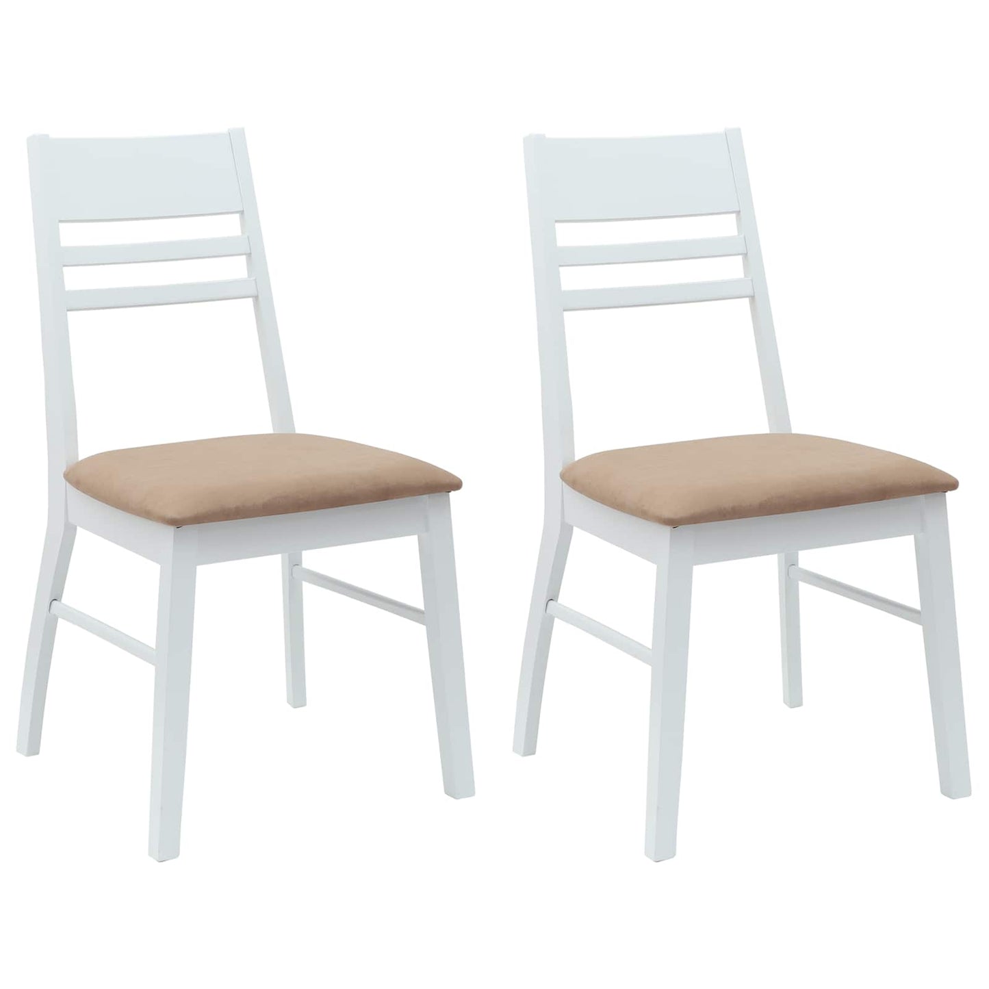vidaXL Esszimmerstühle 2 pcs Weiß 43 x 54 x 89 cm Massives Gummiholz