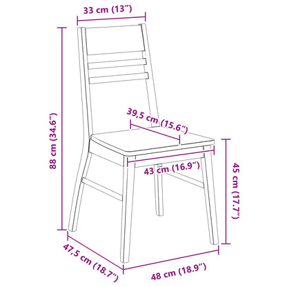 vidaXL Esszimmerstühle 2 pcs Weiß 43 x 54 x 89 cm Massives Gummiholz