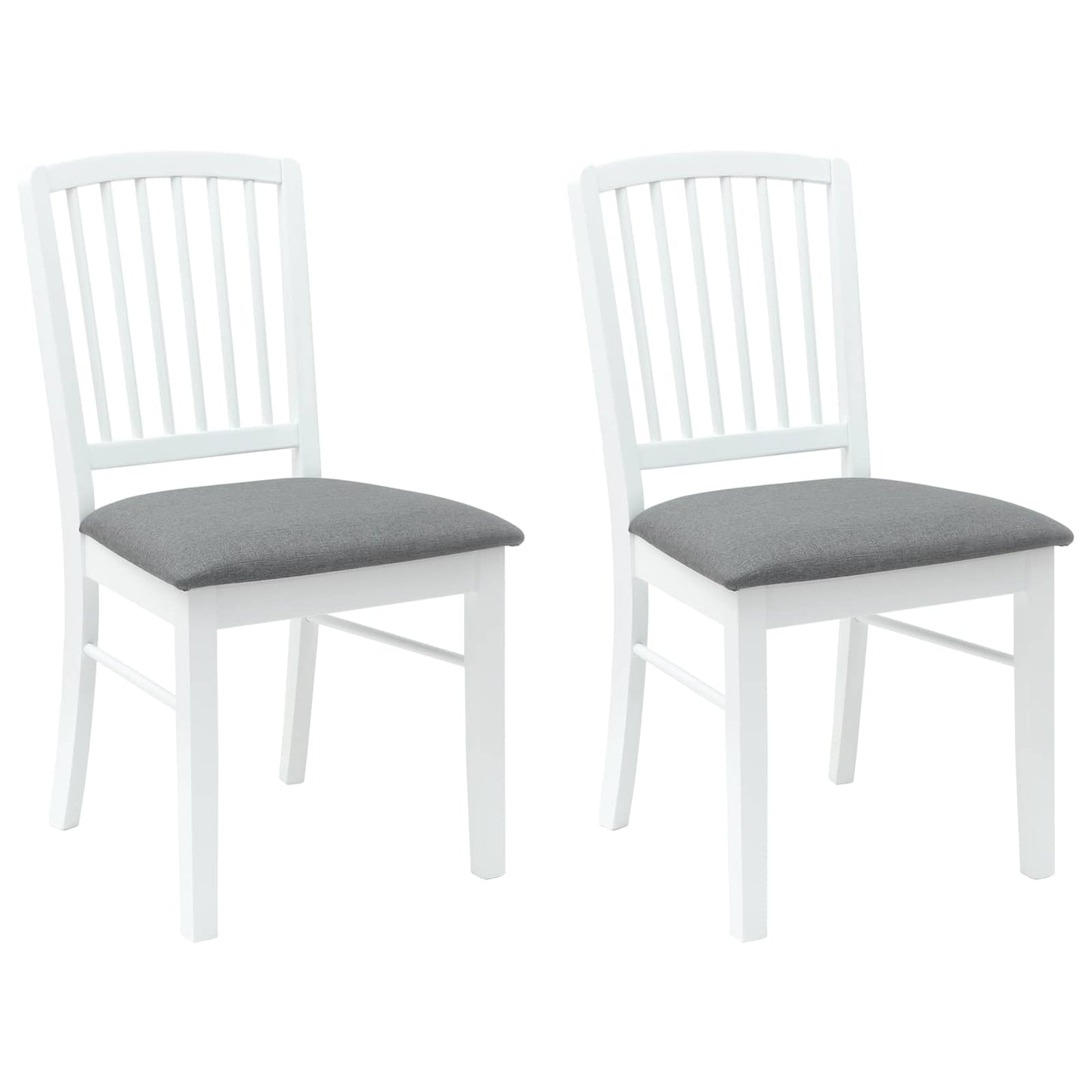 vidaXL Esszimmerstühle 2 pcs Weiß 50 x 52,5 x 91 cm Massives Gummiholz