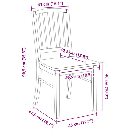 vidaXL Esszimmerstühle 2 pcs Weiß 50 x 52,5 x 91 cm Massives Gummiholz