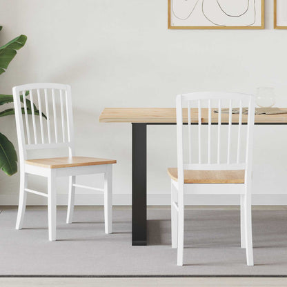 vidaXL Esszimmerstühle 2 pcs Weiß 50 x 52,5 x 91 cm Massives Gummiholz