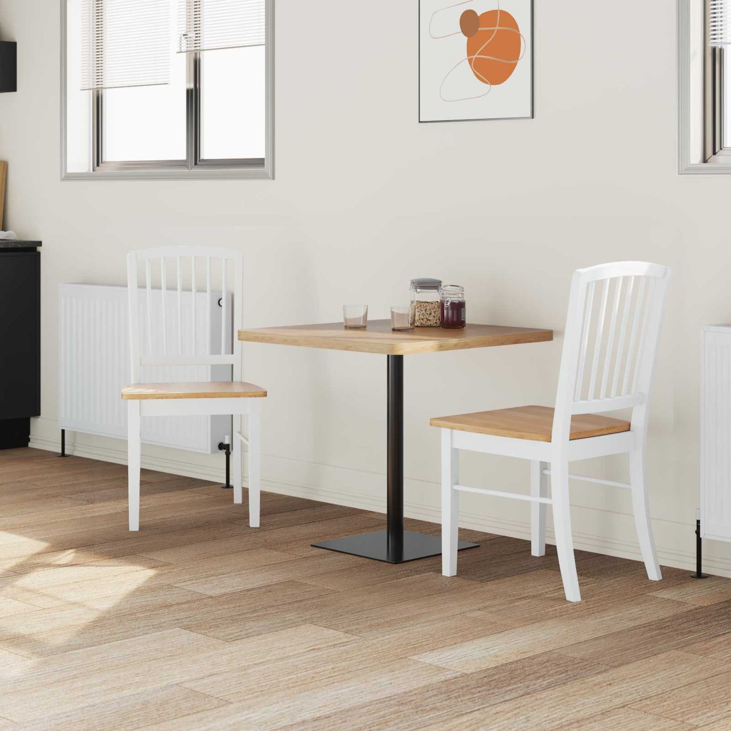 vidaXL Esszimmerstühle 2 pcs Weiß 50 x 52,5 x 91 cm Massives Gummiholz