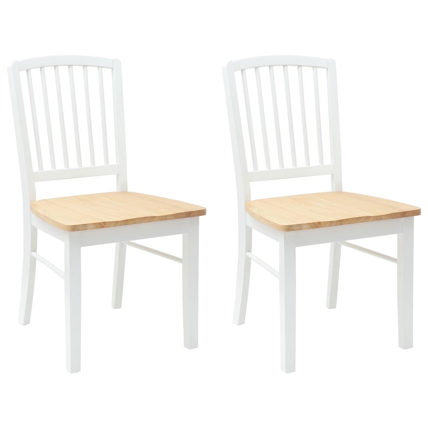 vidaXL Esszimmerstühle 2 pcs Weiß 50 x 52,5 x 91 cm Massives Gummiholz