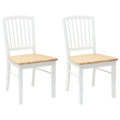 vidaXL Esszimmerstühle 2 pcs Weiß 50 x 52,5 x 91 cm Massives Gummiholz