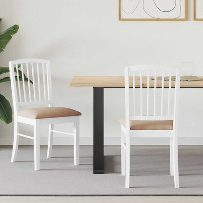 vidaXL Esszimmerstühle 2 pcs Weiß 50 x 52,5 x 91 cm Massives Gummiholz