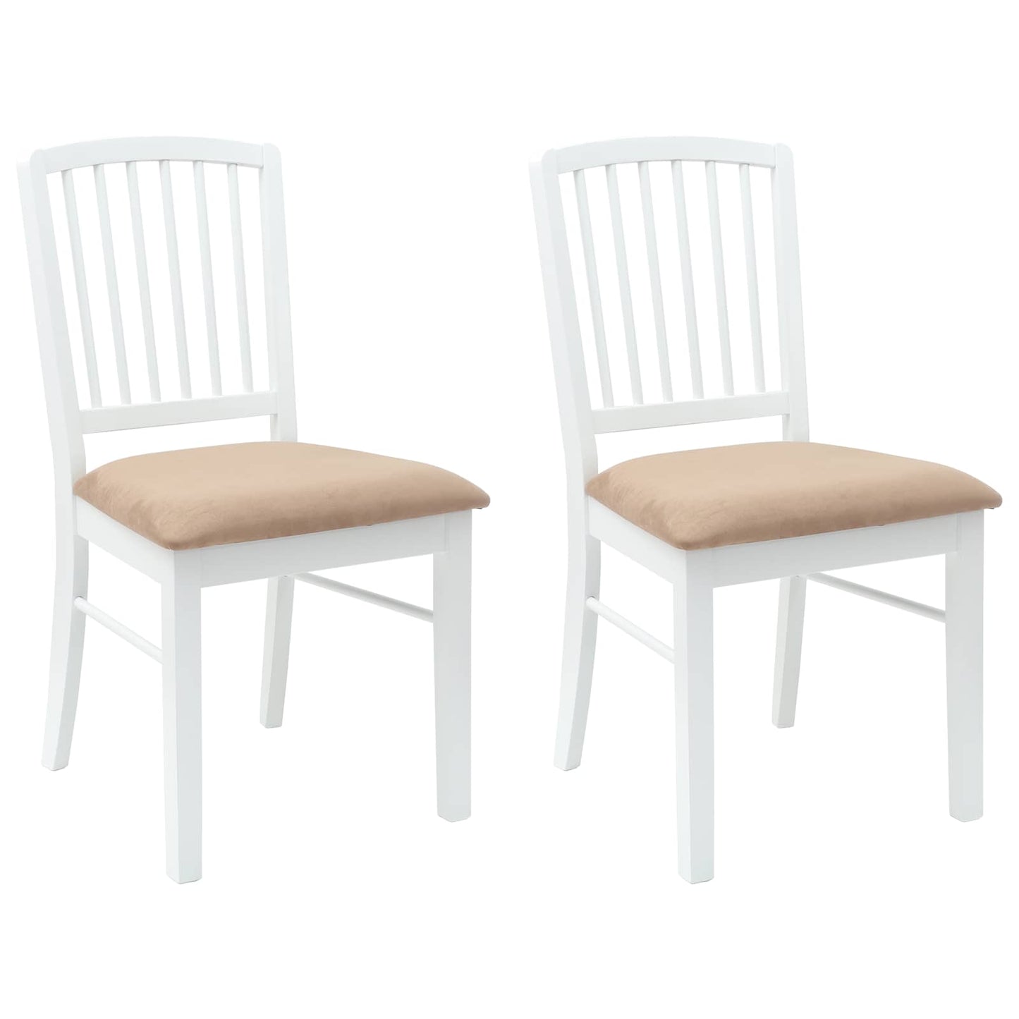 vidaXL Esszimmerstühle 2 pcs Weiß 50 x 52,5 x 91 cm Massives Gummiholz