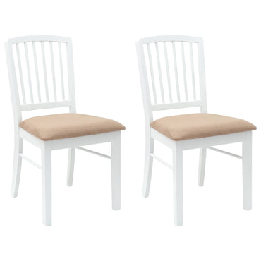vidaXL Esszimmerstühle 2 pcs Weiß 50 x 52,5 x 91 cm Massives Gummiholz