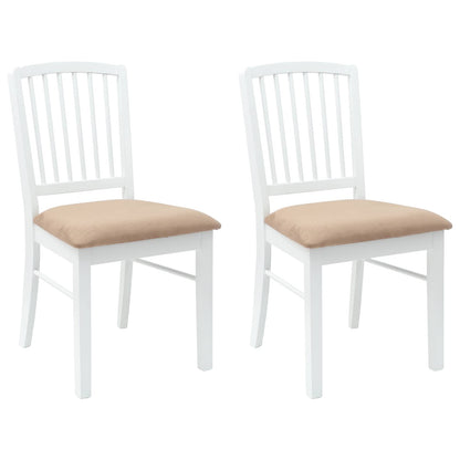 vidaXL Esszimmerstühle 2 pcs Weiß 50 x 52,5 x 91 cm Massives Gummiholz