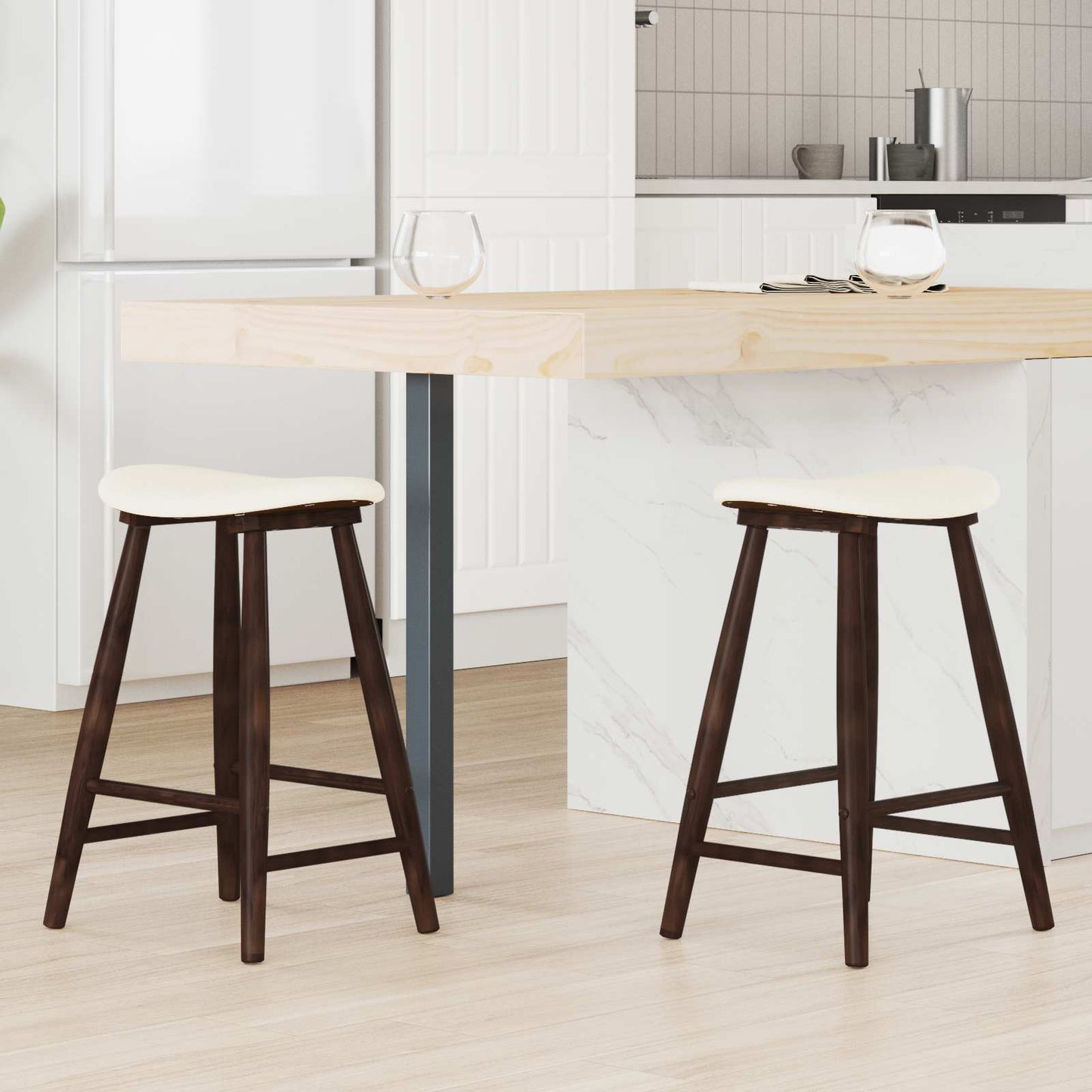 vidaXL Esszimmerstühle 2 pcs Hellbraun 46 x 37 x 63 cm