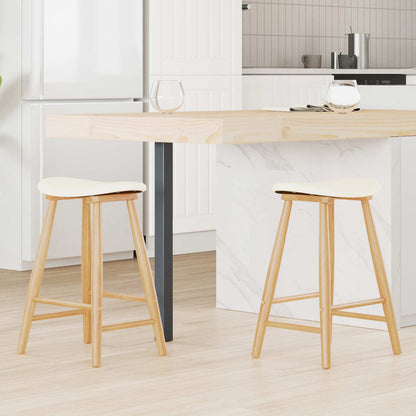 Esszimmerstühle 2 pcs Natur 46 x 37 x 63 cm Massives Gummiholz