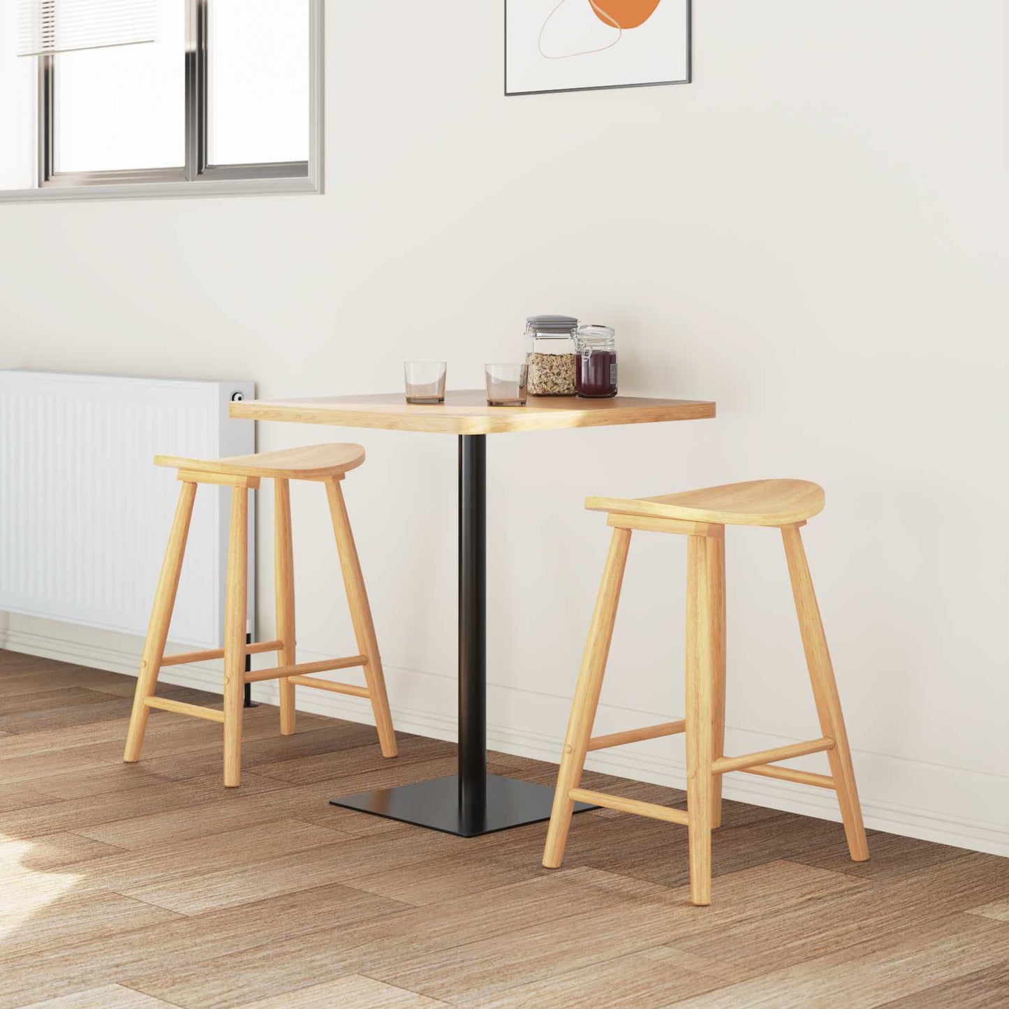 vidaXL Esszimmerstühle 2 pcs Natur 46 x 37 x 63 cm Massives Gummiholz