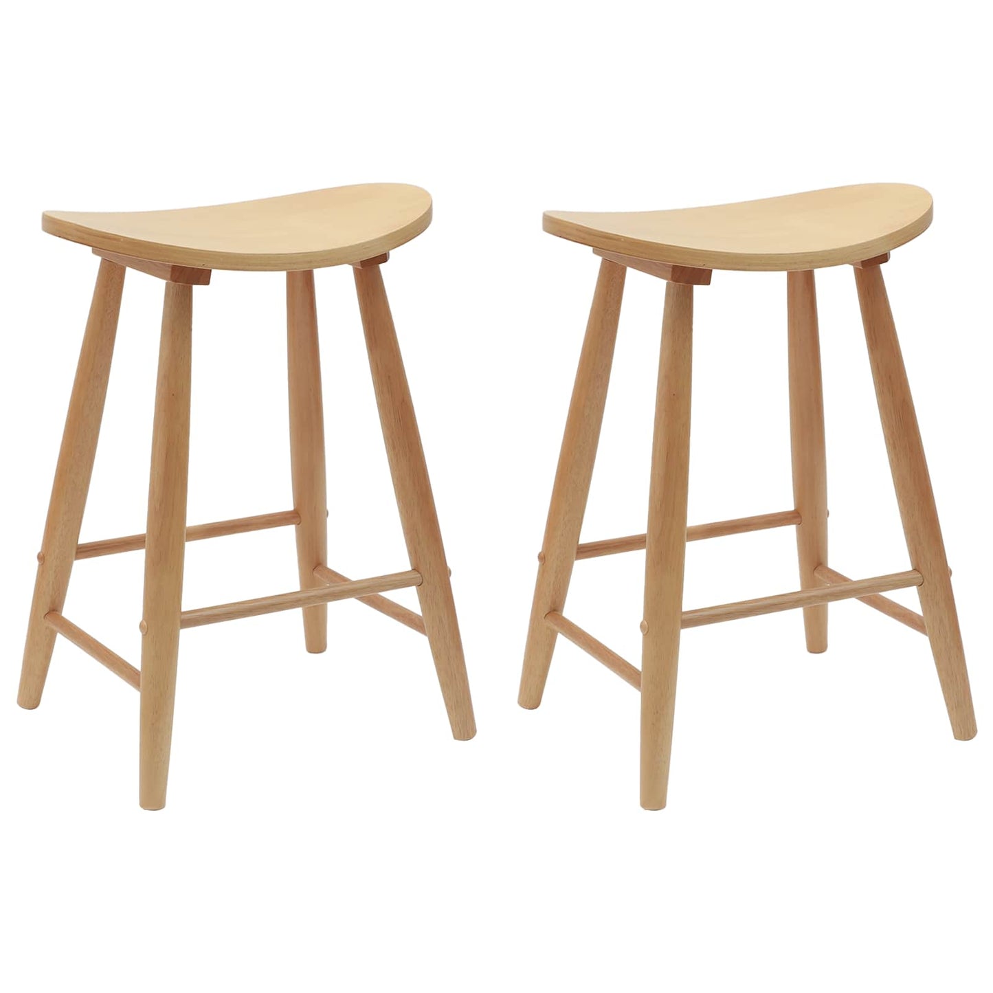 vidaXL Esszimmerstühle 2 pcs Natur 46 x 37 x 63 cm Massives Gummiholz