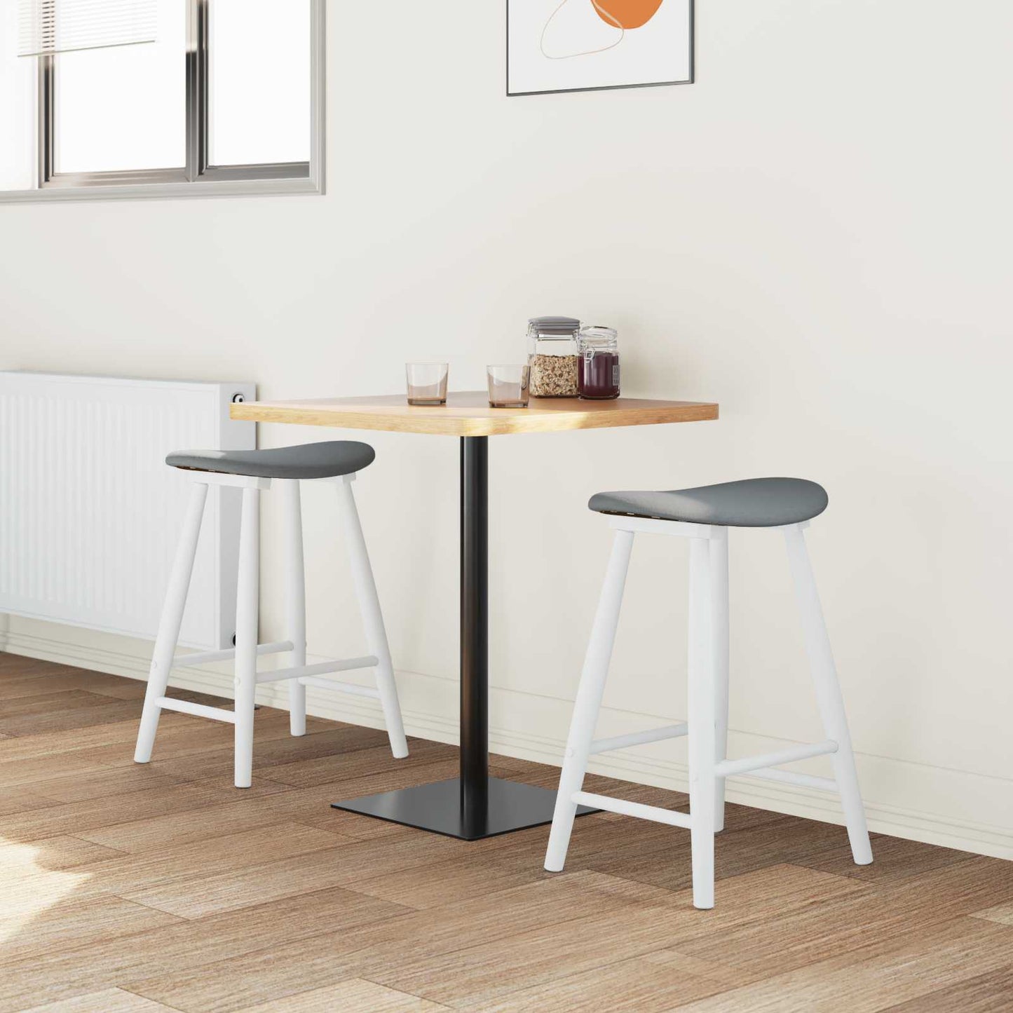 vidaXL Esszimmerstühle 2 pcs Weiß 46 x 37 x 63 cm Massives Gummiholz