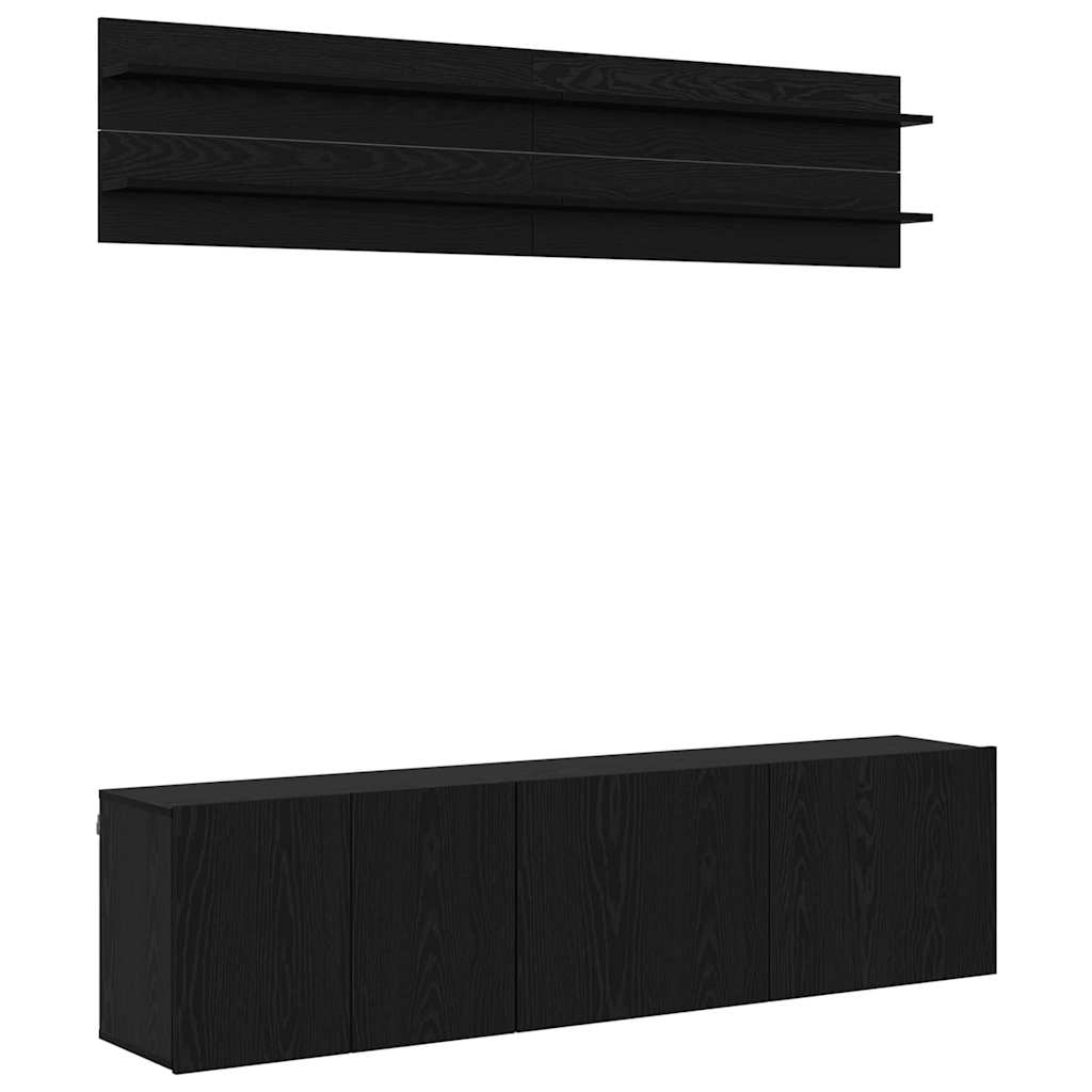 vidaXL TV-Einheiten 6 pcs Schwarz Eichen-Optik Holzwerkstoff