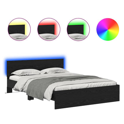 Bettrahmen Schwarz Eichen-Optik 140 x 190 cm Holzwerkstoff