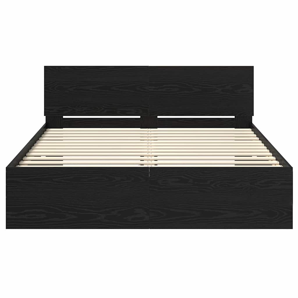 Bettrahmen Schwarz Eichen-Optik 135 x 190 cm Holzwerkstoff