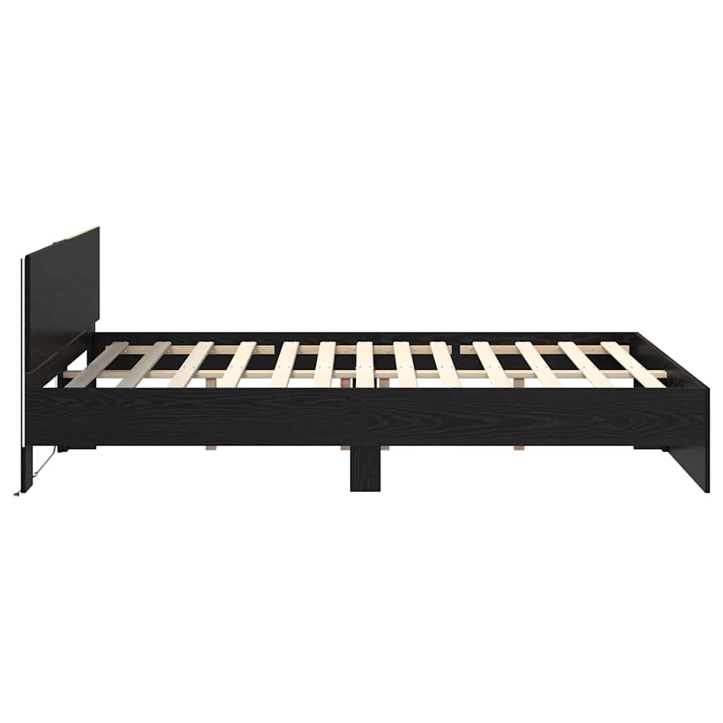 Bettrahmen Schwarz Eichen-Optik 135 x 190 cm Holzwerkstoff