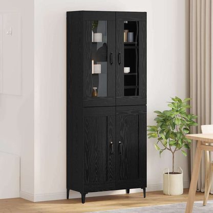 vidaXL Buffet haut noir aspect chêne 69,5 x 34 x 180 cm Bois d'ingénierie