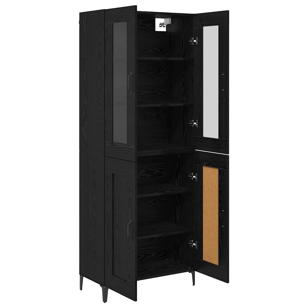 vidaXL Buffet haut noir aspect chêne 69,5 x 34 x 180 cm Bois d'ingénierie