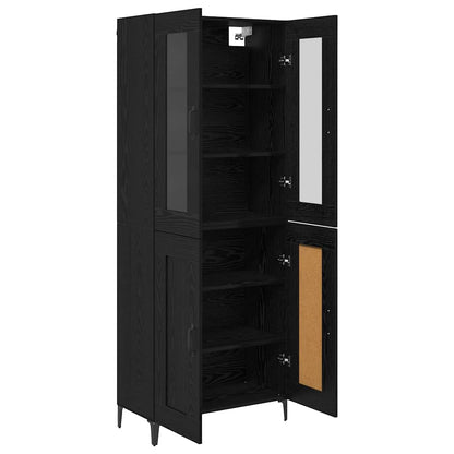 vidaXL Buffet haut noir aspect chêne 69,5 x 34 x 180 cm Bois d'ingénierie