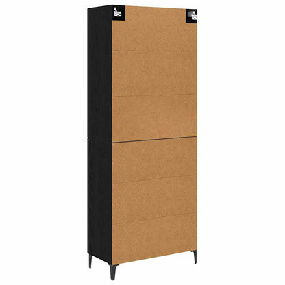vidaXL Buffet haut noir aspect chêne 69,5 x 34 x 180 cm Bois d'ingénierie