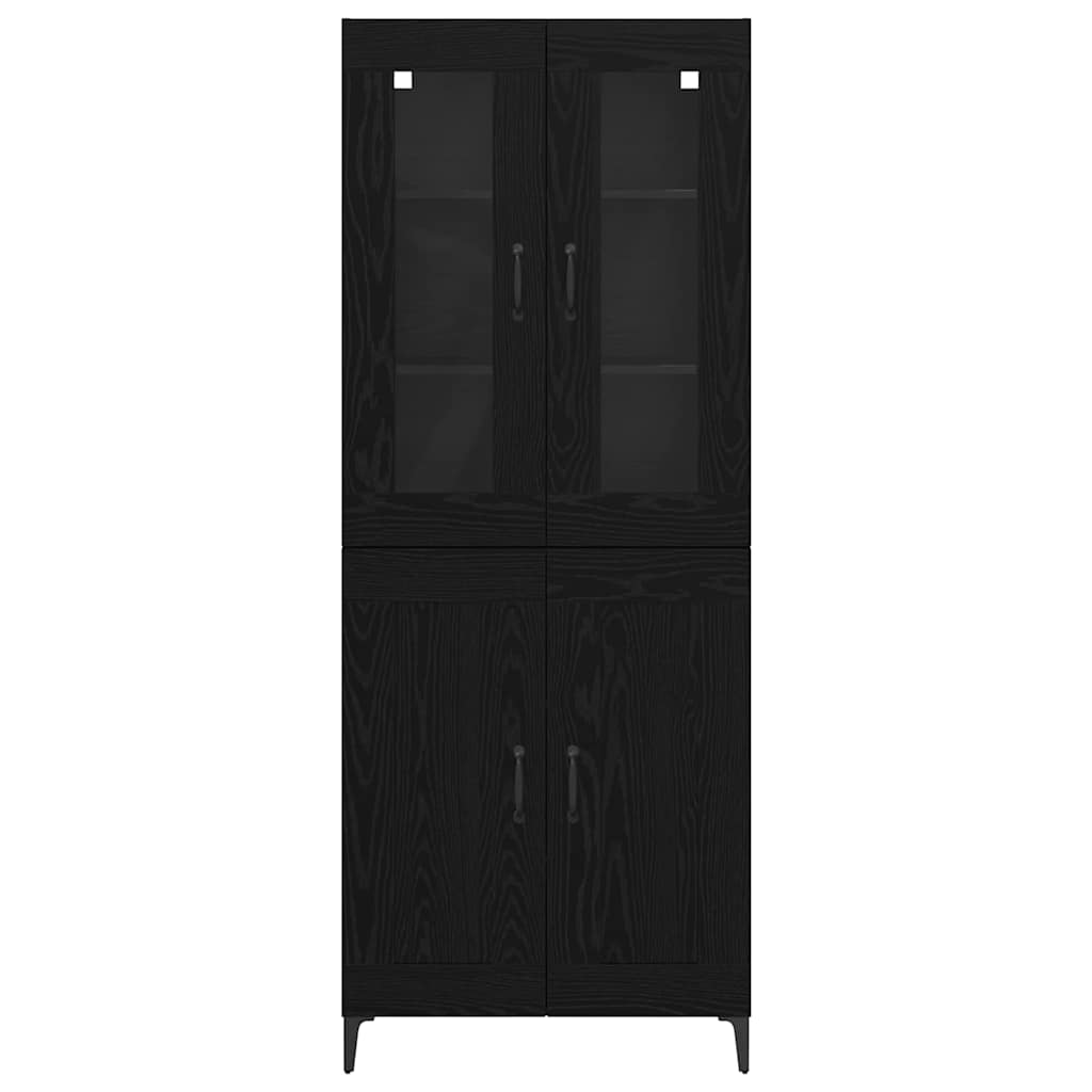 vidaXL Buffet haut noir aspect chêne 69,5 x 34 x 180 cm Bois d'ingénierie