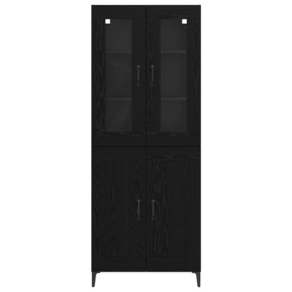 vidaXL Buffet haut noir aspect chêne 69,5 x 34 x 180 cm Bois d'ingénierie