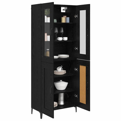 vidaXL Buffet haut noir aspect chêne 69,5 x 34 x 180 cm Bois d'ingénierie
