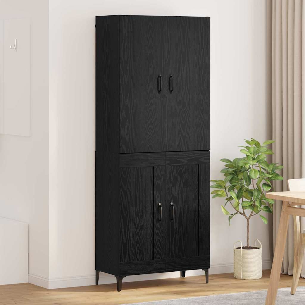 vidaXL Buffet haut noir aspect chêne 69,5 x 34 x 180 cm Bois d'ingénierie