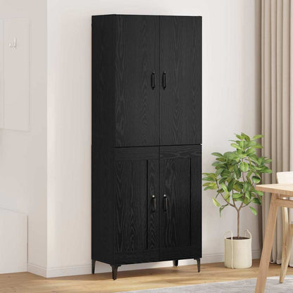 vidaXL Buffet haut noir aspect chêne 69,5 x 34 x 180 cm Bois d'ingénierie