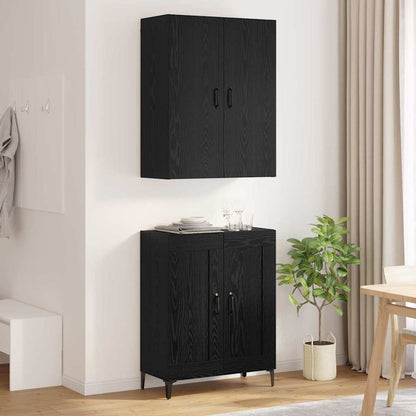 vidaXL Buffet haut noir aspect chêne 69,5 x 34 x 180 cm Bois d'ingénierie