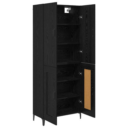 vidaXL Buffet haut noir aspect chêne 69,5 x 34 x 180 cm Bois d'ingénierie