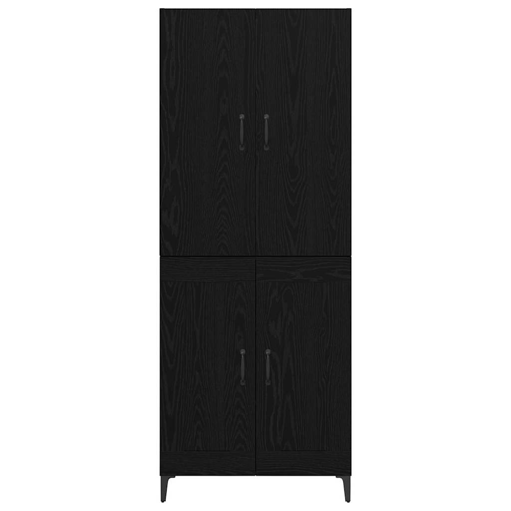 vidaXL Buffet haut noir aspect chêne 69,5 x 34 x 180 cm Bois d'ingénierie