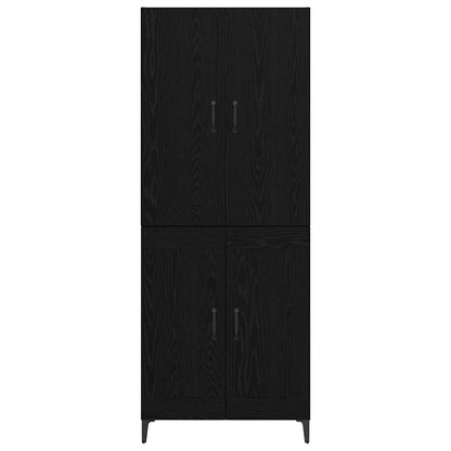 vidaXL Buffet haut noir aspect chêne 69,5 x 34 x 180 cm Bois d'ingénierie