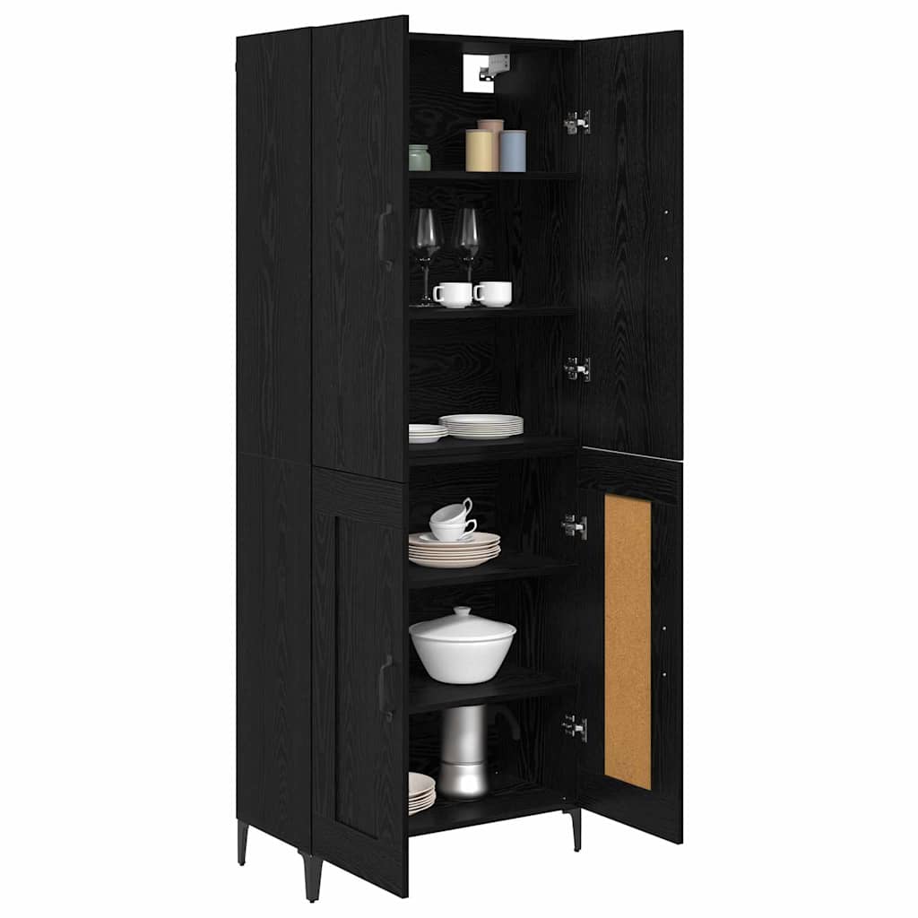 vidaXL Buffet haut noir aspect chêne 69,5 x 34 x 180 cm Bois d'ingénierie